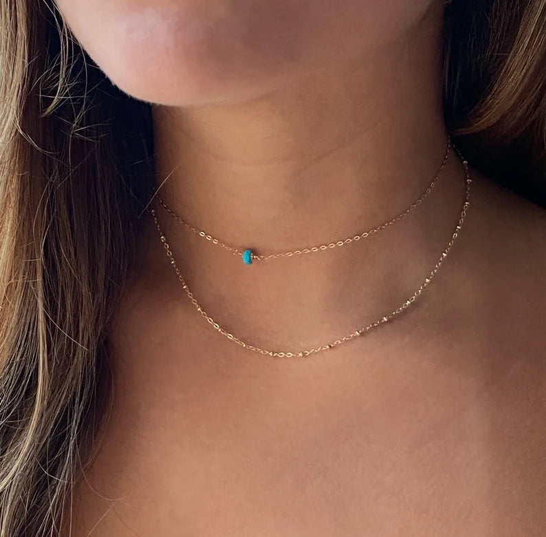 Turquoise Gemstone Choker | Faceted Gem Pop of Color
